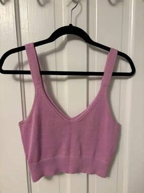 bp Pink Knit V-Neck Crop Tank